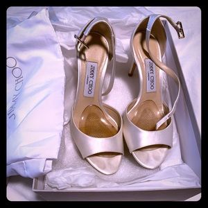 Jimmy Choo Annie satin ivory white heels 36.5